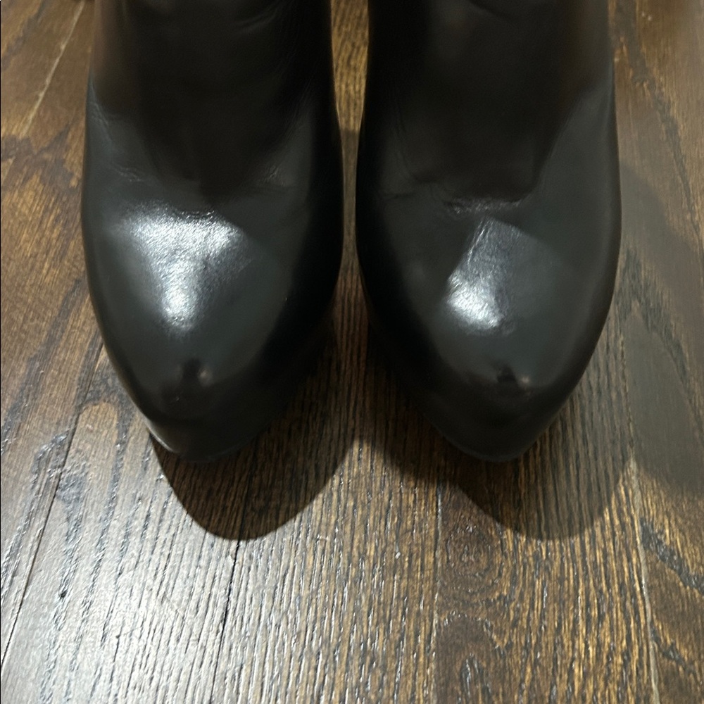 PRADA black leather stiletto high heeled ankle boots 36.5 - Picture 6 of 8